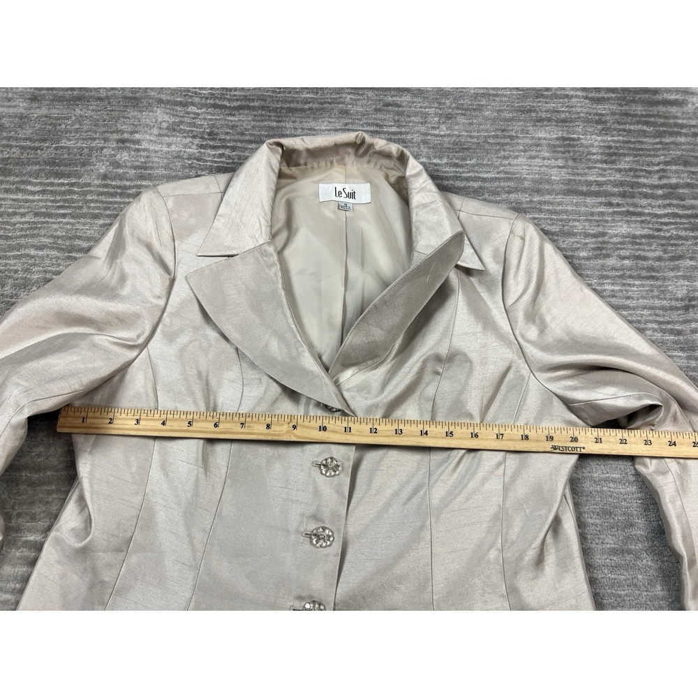 Le Suit Jacket Womens 16 Beige‎ Button Front Lined Polyester Career - Picture 5 of 14